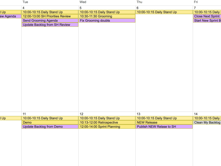 ProductOwner Personal Calendar