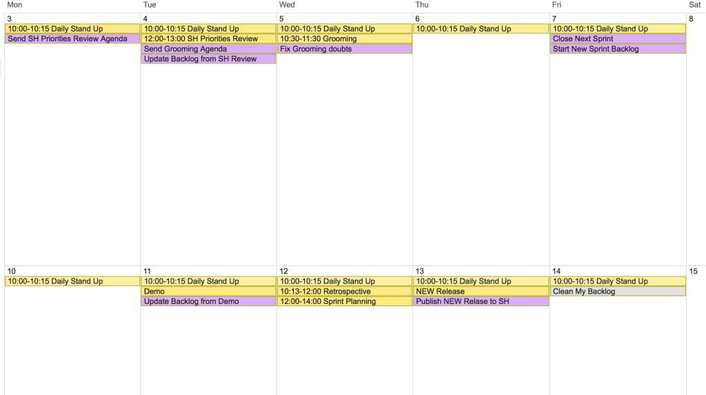 ProductOwner Personal Calendar